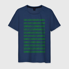 Мужская футболка хлопок с принтом Двоичный код в Белгороде, 100% хлопок | прямой крой, круглый вырез горловины, длина до линии бедер, слегка спущенное плечо. | двоичный код