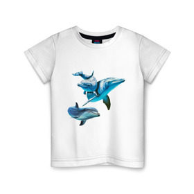 Детская футболка хлопок с принтом Дельфины в Белгороде, 100% хлопок | круглый вырез горловины, полуприлегающий силуэт, длина до линии бедер | Тематика изображения на принте: die antwoord