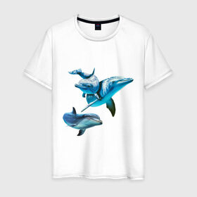 Мужская футболка хлопок с принтом Дельфины в Белгороде, 100% хлопок | прямой крой, круглый вырез горловины, длина до линии бедер, слегка спущенное плечо. | die antwoord