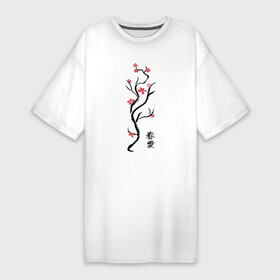 Платье-футболка хлопок с принтом Весна. Любовь в Белгороде,  |  | автор дмитрий анненковяпония | весна | дерево | иероглиф | сакура