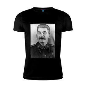 Мужская футболка премиум с принтом Ни шагу назад! в Белгороде, 92% хлопок, 8% лайкра | приталенный силуэт, круглый вырез ворота, длина до линии бедра, короткий рукав | сталин
