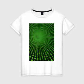 Женская футболка хлопок с принтом Цифровая иллюзия в Белгороде, 100% хлопок | прямой крой, круглый вырез горловины, длина до линии бедер, слегка спущенное плечо | обман зрения | оптическая иллюзия | прикол | фокус