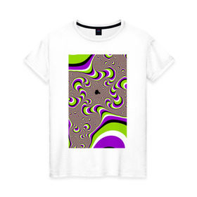 Женская футболка хлопок с принтом Психоделическая иллюзия в Белгороде, 100% хлопок | прямой крой, круглый вырез горловины, длина до линии бедер, слегка спущенное плечо | обман зрения | оптическая иллюзия | прикол | фокус