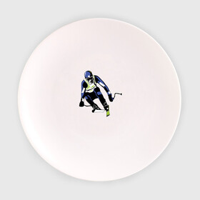 Тарелка 3D с принтом Лыжник в Белгороде, фарфор | диаметр - 210 мм
диаметр для нанесения принта - 120 мм | горнолыжная тема | горнолыжник спускается с горыочки | лыжи | лыжник | палки | спорт | шлем