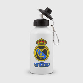 Бутылка спортивная с принтом Реал Мадрид в Белгороде, металл | емкость — 500 мл, в комплекте две пластиковые крышки и карабин для крепления | Тематика изображения на принте: real madrid | клубы | реал мадрид | футбол