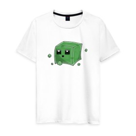 Мужская футболка хлопок с принтом Minecraft слизень в Белгороде, 100% хлопок | прямой крой, круглый вырез горловины, длина до линии бедер, слегка спущенное плечо. | Тематика изображения на принте: игра | мinecraft
