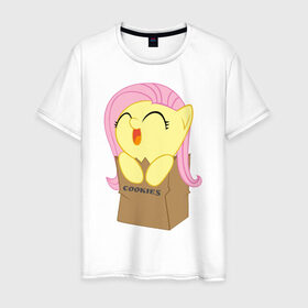 Мужская футболка хлопок с принтом Cute Fluttershy в Белгороде, 100% хлопок | прямой крой, круглый вырез горловины, длина до линии бедер, слегка спущенное плечо. | fluttershy | пони | сваг | флаттершай в пакетике.поняш