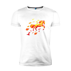 Мужская футболка премиум с принтом Fire horse в Белгороде, 92% хлопок, 8% лайкра | приталенный силуэт, круглый вырез ворота, длина до линии бедра, короткий рукав | fire | horse | лошадь | огон