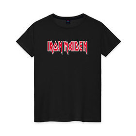Женская футболка хлопок с принтом Iron Maiden в Белгороде, 100% хлопок | прямой крой, круглый вырез горловины, длина до линии бедер, слегка спущенное плечо | iron maiden