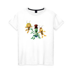 Женская футболка хлопок с принтом Пчелка Майя в Белгороде, 100% хлопок | прямой крой, круглый вырез горловины, длина до линии бедер, слегка спущенное плечо | 