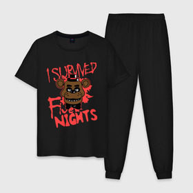 Мужская пижама хлопок с принтом Five Nights At Freddys в Белгороде, 100% хлопок | брюки и футболка прямого кроя, без карманов, на брюках мягкая резинка на поясе и по низу штанин
 | five nights at freddys | fnaf | freddy | игры | медведь | мишка | фнаф | фредди