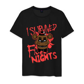 Мужская футболка хлопок с принтом Five Nights At Freddy`s в Белгороде, 100% хлопок | прямой крой, круглый вырез горловины, длина до линии бедер, слегка спущенное плечо. | five nights at freddys | fnaf | freddy | игры | медведь | мишка | фнаф | фредди