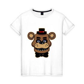 Женская футболка хлопок с принтом Five Nights At Freddy`s в Белгороде, 100% хлопок | прямой крой, круглый вырез горловины, длина до линии бедер, слегка спущенное плечо | five nights at freddys | fnaf | freddy | игры | медведь | мишка | фнаф | фредди