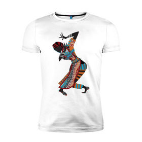 Мужская футболка премиум с принтом Танец Африканки в Белгороде, 92% хлопок, 8% лайкра | приталенный силуэт, круглый вырез ворота, длина до линии бедра, короткий рукав | 