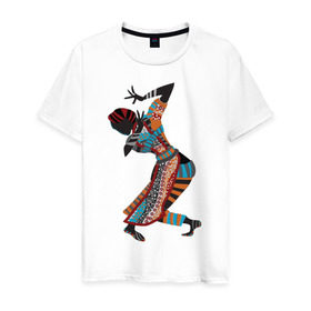 Мужская футболка хлопок с принтом Танец Африканки в Белгороде, 100% хлопок | прямой крой, круглый вырез горловины, длина до линии бедер, слегка спущенное плечо. | 
