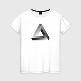Женская футболка хлопок с принтом Треугольник Пенроуза в Белгороде, 100% хлопок | прямой крой, круглый вырез горловины, длина до линии бедер, слегка спущенное плечо | иллюзия | оптическая | пенроуз