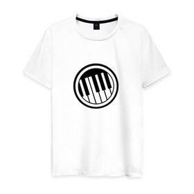 Мужская футболка хлопок с принтом Piano в Белгороде, 100% хлопок | прямой крой, круглый вырез горловины, длина до линии бедер, слегка спущенное плечо. | клавиши | музыка | пианино | фортепиано