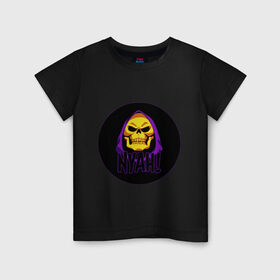 Детская футболка хлопок с принтом Skeletor NYAH в Белгороде, 100% хлопок | круглый вырез горловины, полуприлегающий силуэт, длина до линии бедер | he man | myah | nyah | skeletor