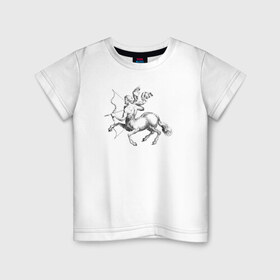 Детская футболка хлопок с принтом Стрелец в Белгороде, 100% хлопок | круглый вырез горловины, полуприлегающий силуэт, длина до линии бедер | знак зодиака | кентавр | стрелец