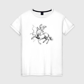 Женская футболка хлопок с принтом Стрелец в Белгороде, 100% хлопок | прямой крой, круглый вырез горловины, длина до линии бедер, слегка спущенное плечо | знак зодиака | кентавр | стрелец