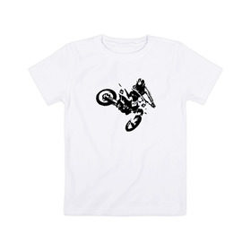 Детская футболка хлопок с принтом Мотокросс в Белгороде, 100% хлопок | круглый вырез горловины, полуприлегающий силуэт, длина до линии бедер | motokross | мото