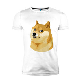 Мужская футболка премиум с принтом Doge в Белгороде, 92% хлопок, 8% лайкра | приталенный силуэт, круглый вырез ворота, длина до линии бедра, короткий рукав | such wow | вау | доги