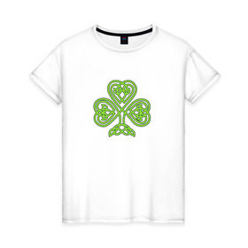 Женская футболка хлопок с принтом Celtic сlover в Белгороде, 100% хлопок | прямой крой, круглый вырез горловины, длина до линии бедер, слегка спущенное плечо | кельтский | клевер