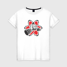 Женская футболка хлопок с принтом Powerlifting в Белгороде, 100% хлопок | прямой крой, круглый вырез горловины, длина до линии бедер, слегка спущенное плечо | 