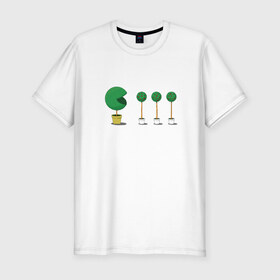 Мужская футболка премиум с принтом Pacman tree в Белгороде, 92% хлопок, 8% лайкра | приталенный силуэт, круглый вырез ворота, длина до линии бедра, короткий рукав | Тематика изображения на принте: 
