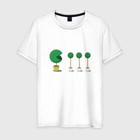 Мужская футболка хлопок с принтом Pacman tree в Белгороде, 100% хлопок | прямой крой, круглый вырез горловины, длина до линии бедер, слегка спущенное плечо. | Тематика изображения на принте: 