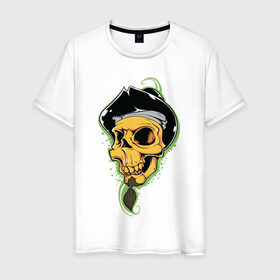 Мужская футболка хлопок с принтом Пират в Белгороде, 100% хлопок | прямой крой, круглый вырез горловины, длина до линии бедер, слегка спущенное плечо. | пират