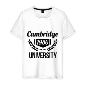 Мужская футболка хлопок с принтом Кэмбридж в Белгороде, 100% хлопок | прямой крой, круглый вырез горловины, длина до линии бедер, слегка спущенное плечо. | cambridge | university | институт | кэмбридж | студентам | университет