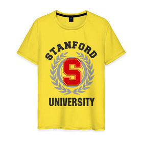 Мужская футболка хлопок с принтом Стэнфорд в Белгороде, 100% хлопок | прямой крой, круглый вырез горловины, длина до линии бедер, слегка спущенное плечо. | stanford | институт | студентам | стэнфорд | университет