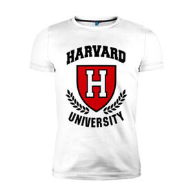 Мужская футболка премиум с принтом Гарвард в Белгороде, 92% хлопок, 8% лайкра | приталенный силуэт, круглый вырез ворота, длина до линии бедра, короткий рукав | harvard | university | гарвард | институт | студентам | университет