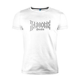 Мужская футболка премиум с принтом Hardcore Russia в Белгороде, 92% хлопок, 8% лайкра | приталенный силуэт, круглый вырез ворота, длина до линии бедра, короткий рукав | 