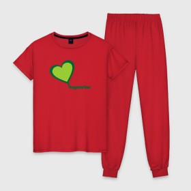 Женская пижама хлопок с принтом Vegetarian (Вегетерианство) в Белгороде, 100% хлопок | брюки и футболка прямого кроя, без карманов, на брюках мягкая резинка на поясе и по низу штанин | 