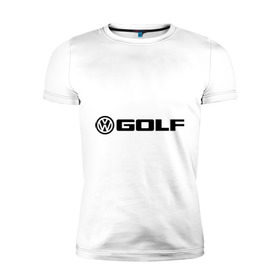 Мужская футболка премиум с принтом Volkswagen Golf в Белгороде, 92% хлопок, 8% лайкра | приталенный силуэт, круглый вырез ворота, длина до линии бедра, короткий рукав | Тематика изображения на принте: golf | logo | volkswagen | гольф | логотип | фольцваген