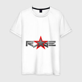 Мужская футболка хлопок с принтом R7GE в Белгороде, 100% хлопок | прямой крой, круглый вырез горловины, длина до линии бедер, слегка спущенное плечо. | Тематика изображения на принте: @ | r7ge | youtube | звезда | метал