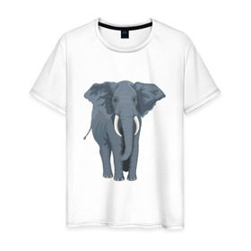 Мужская футболка хлопок с принтом Слон в Белгороде, 100% хлопок | прямой крой, круглый вырез горловины, длина до линии бедер, слегка спущенное плечо. | 