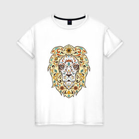 Женская футболка хлопок с принтом Art Lion в Белгороде, 100% хлопок | прямой крой, круглый вырез горловины, длина до линии бедер, слегка спущенное плечо | лев