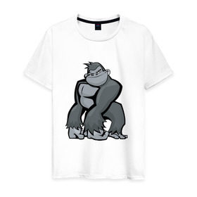 Мужская футболка хлопок с принтом I am so cool! в Белгороде, 100% хлопок | прямой крой, круглый вырез горловины, длина до линии бедер, слегка спущенное плечо. | Тематика изображения на принте: горилла | прикол