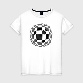 Женская футболка хлопок с принтом Illusion of volume в Белгороде, 100% хлопок | прямой крой, круглый вырез горловины, длина до линии бедер, слегка спущенное плечо | Тематика изображения на принте: 