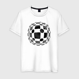 Мужская футболка хлопок с принтом Illusion of volume в Белгороде, 100% хлопок | прямой крой, круглый вырез горловины, длина до линии бедер, слегка спущенное плечо. | 