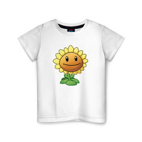 Детская футболка хлопок с принтом Plants Vs Zombies в Белгороде, 100% хлопок | круглый вырез горловины, полуприлегающий силуэт, длина до линии бедер | Тематика изображения на принте: растения против зомби