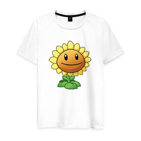 Мужская футболка хлопок с принтом Plants Vs Zombies в Белгороде, 100% хлопок | прямой крой, круглый вырез горловины, длина до линии бедер, слегка спущенное плечо. | Тематика изображения на принте: растения против зомби
