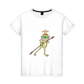 Женская футболка хлопок с принтом Царевна лягушка в Белгороде, 100% хлопок | прямой крой, круглый вырез горловины, длина до линии бедер, слегка спущенное плечо | 