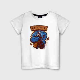 Детская футболка хлопок с принтом Печеньки в Белгороде, 100% хлопок | круглый вырез горловины, полуприлегающий силуэт, длина до линии бедер | cookie | коржик | монстр | печенье | улица сезам