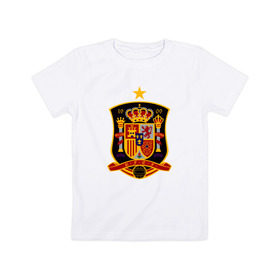 Детская футболка хлопок с принтом Spain National Football в Белгороде, 100% хлопок | круглый вырез горловины, полуприлегающий силуэт, длина до линии бедер | Тематика изображения на принте: испания | футбол