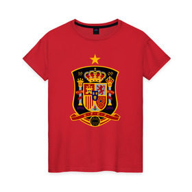 Женская футболка хлопок с принтом Spain National Football в Белгороде, 100% хлопок | прямой крой, круглый вырез горловины, длина до линии бедер, слегка спущенное плечо | испания | футбол