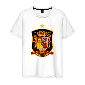 Мужская футболка хлопок с принтом Spain National Football в Белгороде, 100% хлопок | прямой крой, круглый вырез горловины, длина до линии бедер, слегка спущенное плечо. | испания | футбол